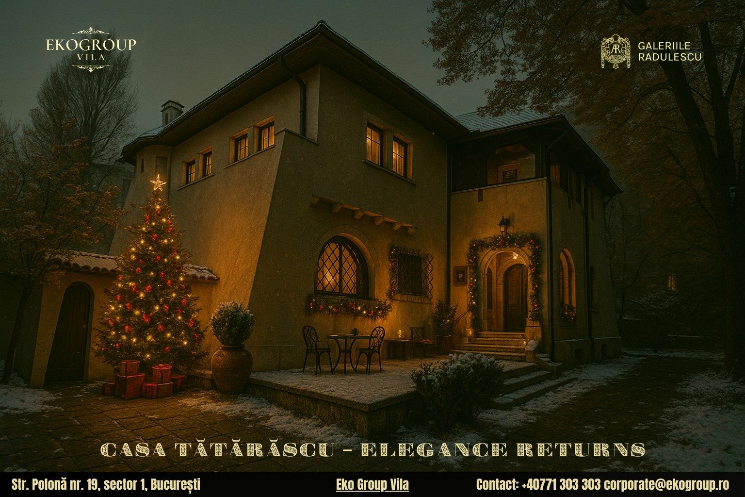 Poveste de Craciun în rafinamentul anilor ’30: o experiență unică la fosta Casă Tătărăscu, azi Eko Group Vila